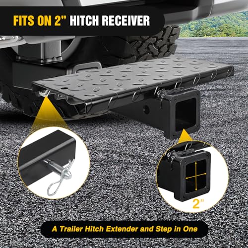 Hitch Extender with Step 2" Receiver 14"x7" Anti (Hitch Extender with Step)