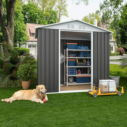 6x4 FT Outdoor Storage Shed (6x4 FT / Gray)