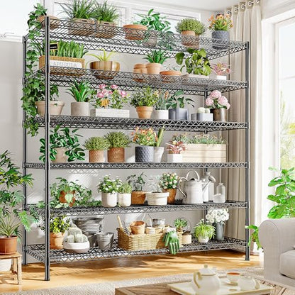 83"H Storage Shelves 3840LBS Metal Shelving Unit Garage Shelving Heavy Duty 6 Tier Commercial Adjustable Wire Shelving for Storage Rack for Pantry (83"H x 55.5"W x 18"D)