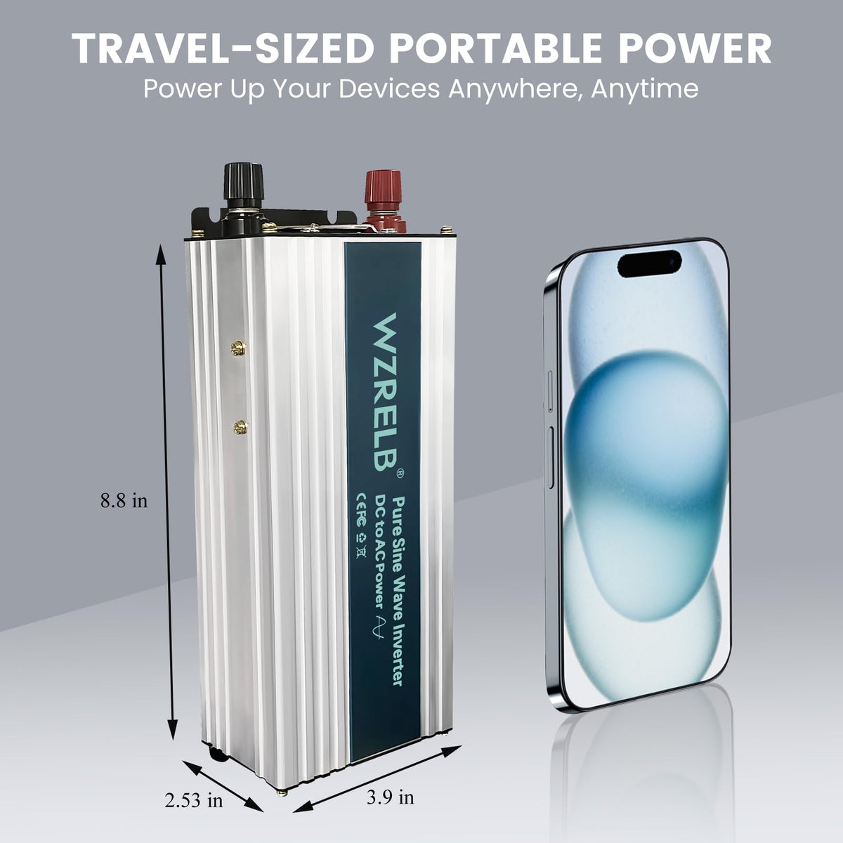 1200W Pure Sine Wave Inverter 24V DC to 110V 120V AC Power Converter with LED Display