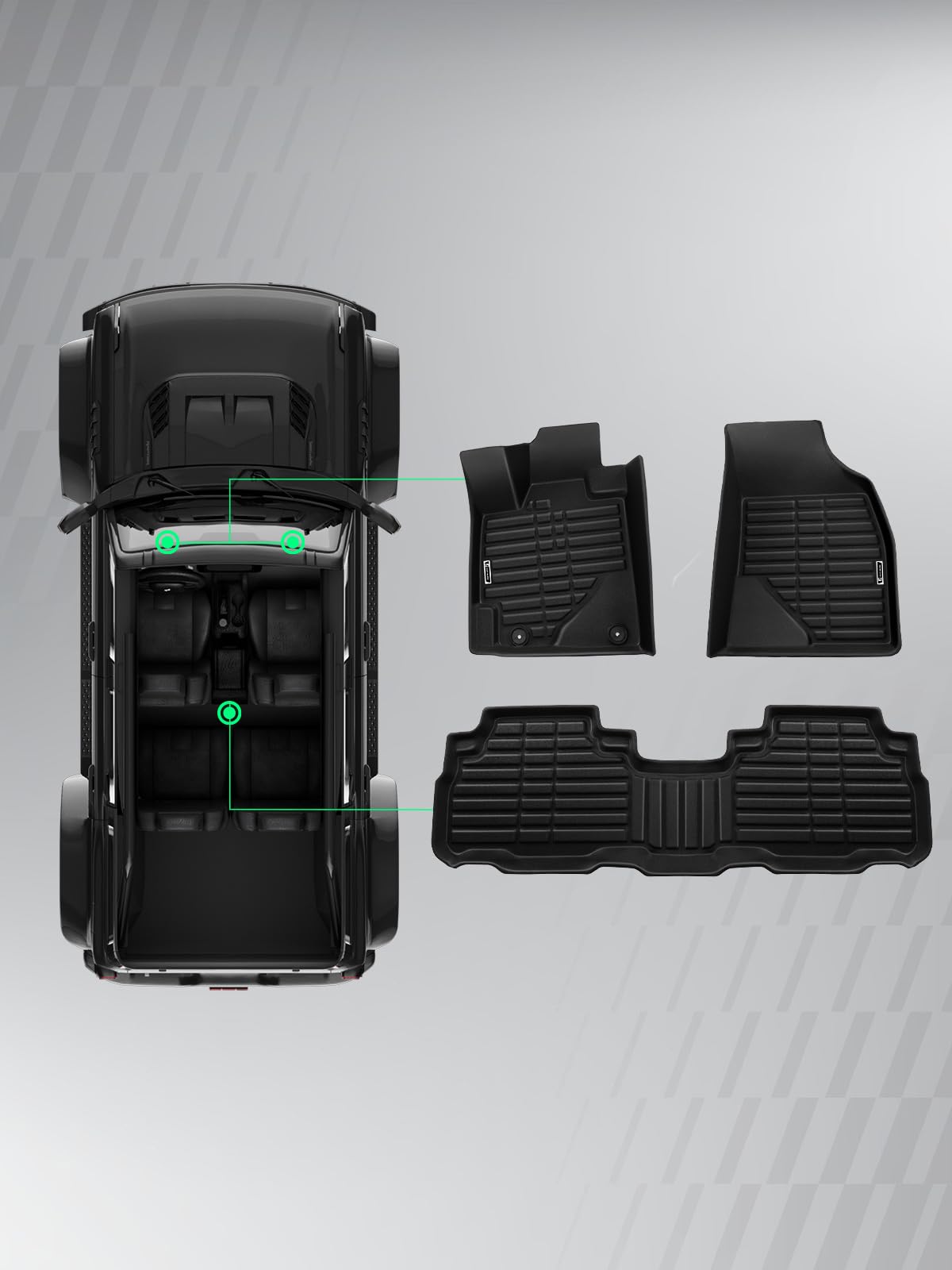 Automotive Floor Mats for Toyota Highlander 2008 (Set of 3)