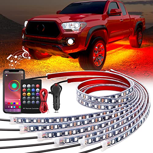 6PCS RGB LED Underglow Lights Strip with APP & Remote Control (6Pcs RGB Underglow Light)