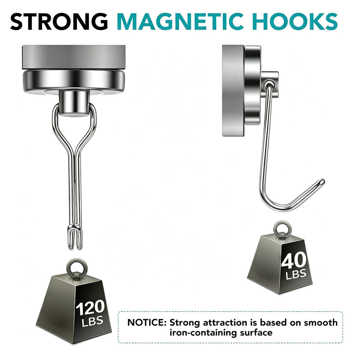 Magnetic Hooks (Silver / 1.26in)