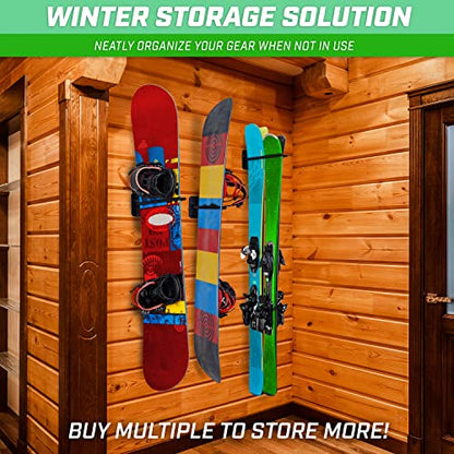 Wall Mounted Ski and Snowboard Storage Rack (2 Skis / Black)