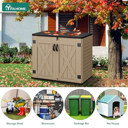 Outdoor Resin Storage Sheds with X (X-Shaped-4.3x3.4ft / Brown)