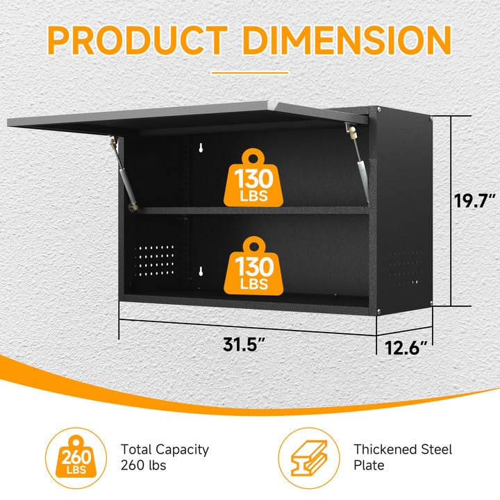 Metal Wall Cabinet with Adjustable Shelves (19.7''H / Black Gray)