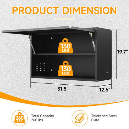 Metal Wall Cabinet with Adjustable Shelves (19.7''H / Black Gray)