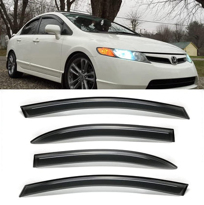 Window Visors Dark Smoke Rain Guards for 2006 (For 2006-2011 Civic 4-Door)
