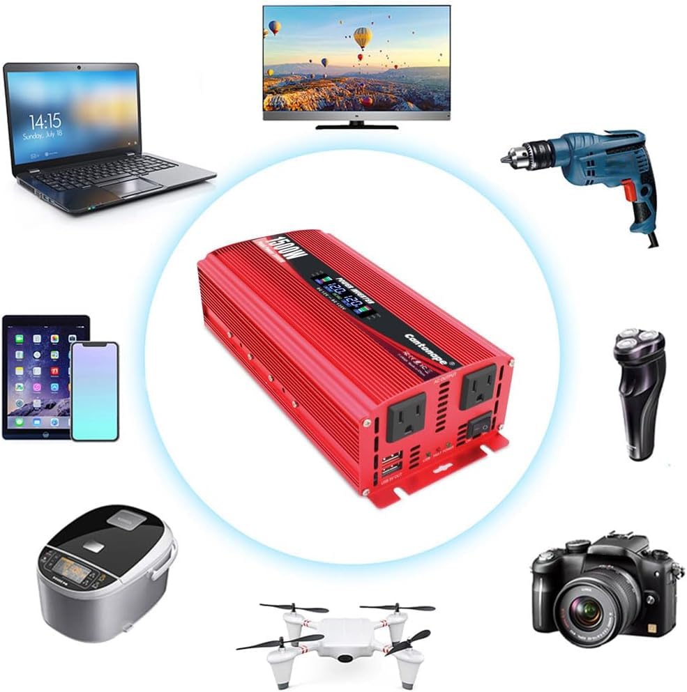 1500W Power Inverter 12V to 110V (Red)