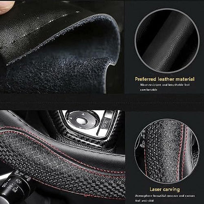 Microfiber Leather Steering Wheel Cover (Red)
