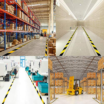 Waterproof Reflective Safety Tape Roll 2"X150' Yellow Black Striped Floor Marking Tape Hazard Caution Warning Tape Auto Truck Self (Yellow&Black)