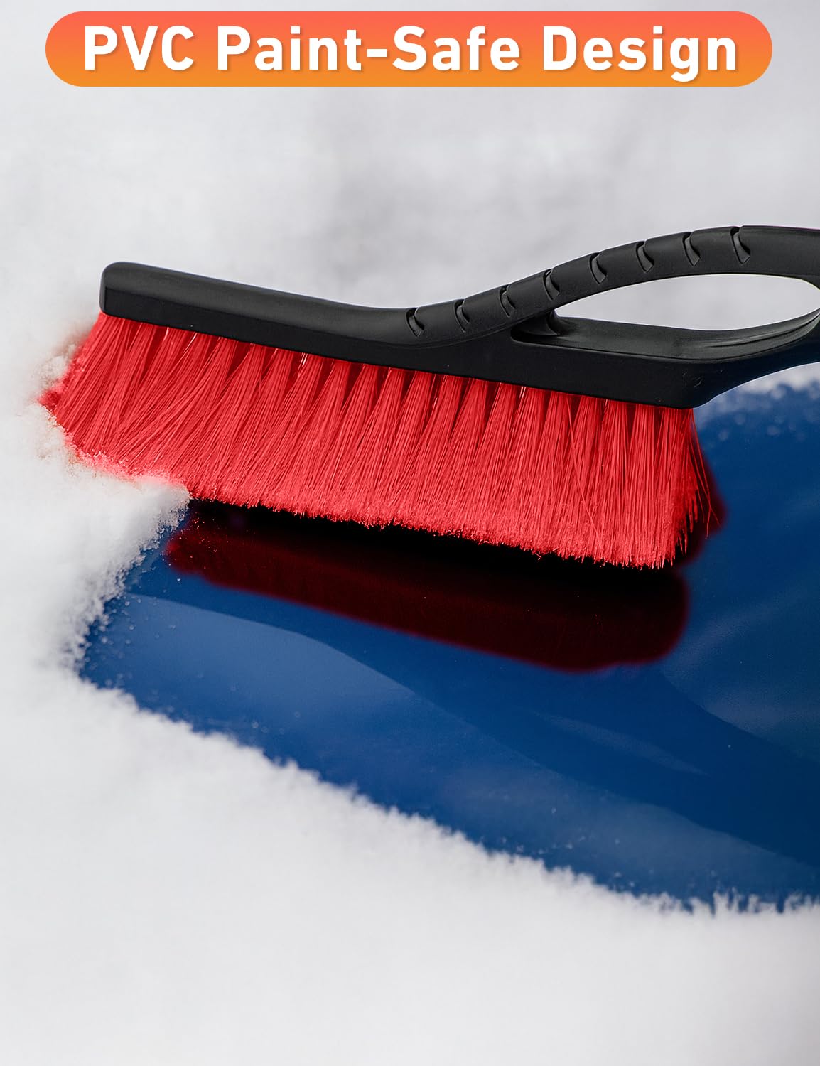 27" Snow Brush with Ice Scraper for Car Windshield 2 Pack Red (Red & Red)
