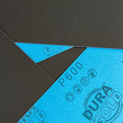 5-1/2" x 9" Wet or Dry Sandpaper Sheets, 600 Grit, Box of 25 (600-Grit)