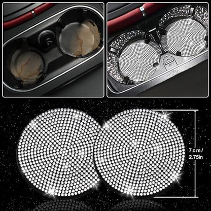 27 PCs Bling Car Accessories Set for Women (Silver Diamond)