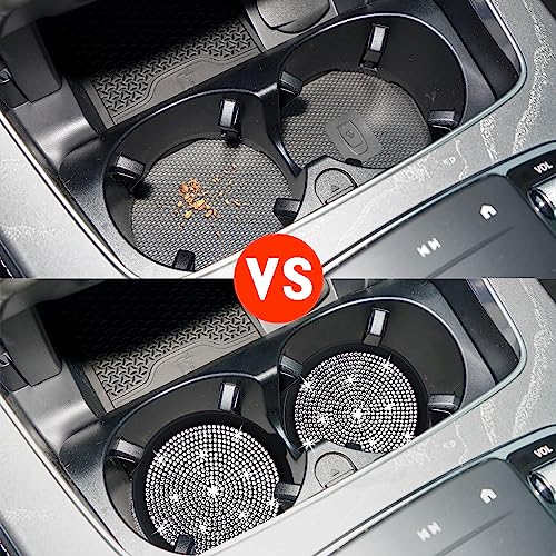 4 Pack Car Cup Holder Coaster Bling Crystal Rhinestone Car Interior (Black Whole Rhinestone / 4 Pack)