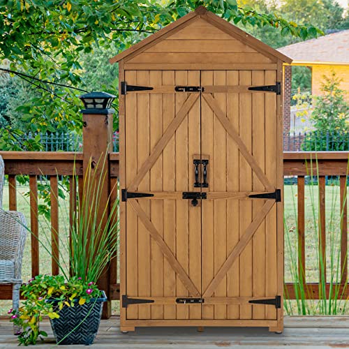 Outdoor Storage Cabinet with 2 Shelves (Natural)