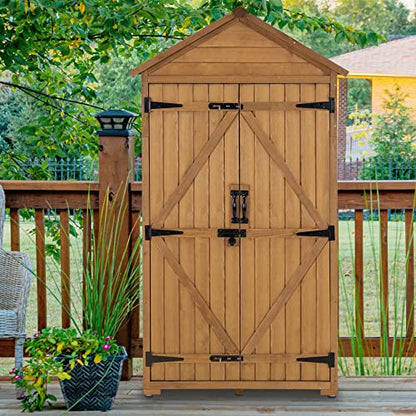 Outdoor Storage Cabinet with 2 Shelves (Natural)