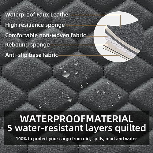 Car Seat Cover Full Set Leather Waterproof Front Rear Black (Black)