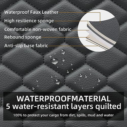 Car Seat Cover Full Set Leather Waterproof Front Rear Black (Black)