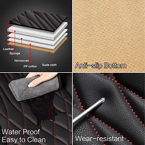 Leather Car Seat Covers Full Pair (BLACK/RED LINE / FULL SET)
