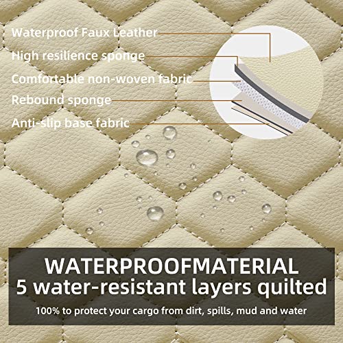 Leather Car Seat Covers Front 2PC Waterproof Universal Fit Beige (Beige)