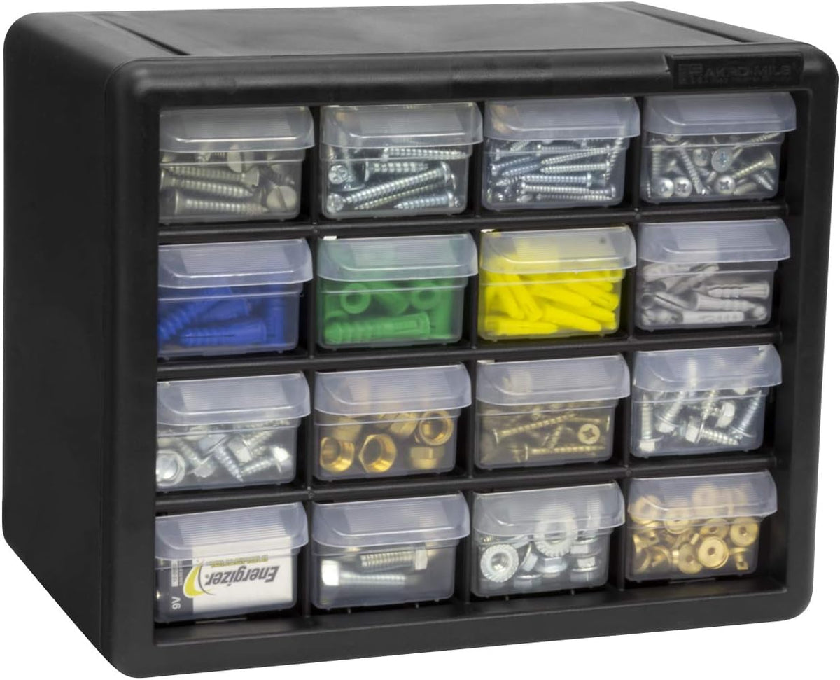 16 Drawer Plastic Storage Cabinet (Black / 16 Drawer / 1 Pack)