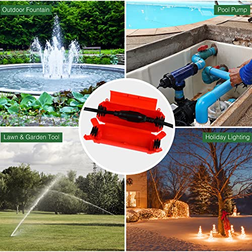3 Pack] Flemoon Outdoor Extension Cord Safety Cover with Waterproof Seal (Red / Small Box: 5.3" L x 2" W x 2" H)