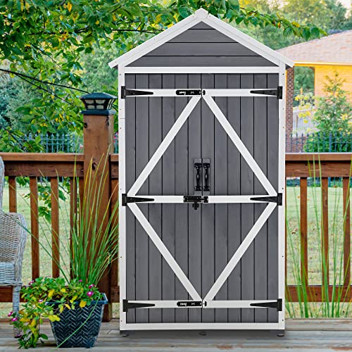 Outdoor Storage Cabinet with 2 Shelves (Gray)
