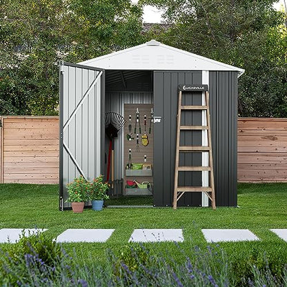8x6 FT Outdoor Storage Shed (Gray / 8x6 FT)