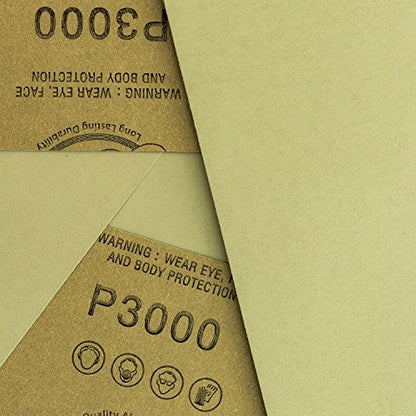 5-1/2" x 9" Wet or Dry Sandpaper Sheets, 3000 Grit, Box of 25 (3000-Grit)