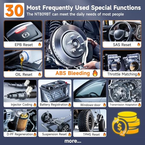 2026 FOXWELL Scanner NT809BT OBD2 Scanner Diagnostic Tool with 30+Resets (NT809BT Bidirectional Scanner Black)