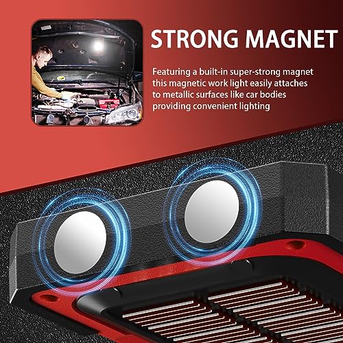 Rechargeable Portable Magnetic Work Light (USB + Solar Charging / Red)