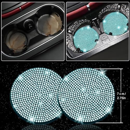 27 PCs Aquamrine Bling Car Accessories Set for Women (Aquamrine Diamond)