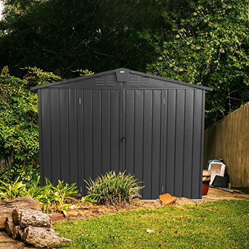 Domi Outdoor Storage Shed 8.2' x 6.2' (8' x 6' Gable Roof / Dark Gray)