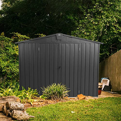 Domi Outdoor Storage Shed 8.2' x 6.2' (8' x 6' Gable Roof / Dark Gray)