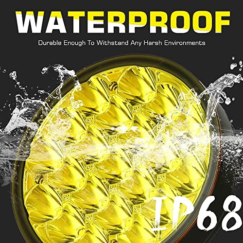 BIGLIONX 6inch 2pcs Amber Round LED Offroad Lights Amber Offroad Driving Fog Lights with Wiring Harness 210W 32000LM Waterproof IP68 IP69K 12V 24V for Pickup Trucks ATV UTV SUV (Amber Led Offroad Light)