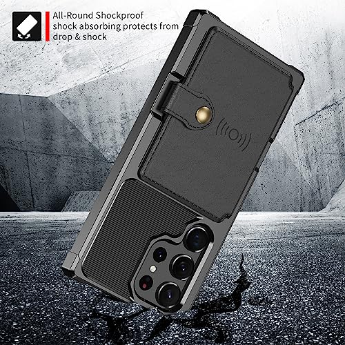 for Samsung Galaxy S23 Ultra Case with Card Holder (Black / Samsung Galaxy S23 Ultra)