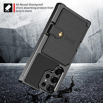 for Samsung Galaxy S23 Ultra Case with Card Holder (Black / Samsung Galaxy S23 Ultra)