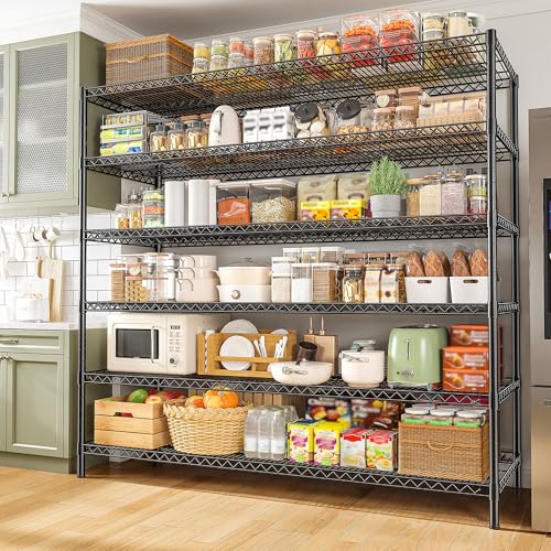 83"H Storage Shelves 3840LBS Metal Shelving Unit Garage Shelving Heavy Duty 6 Tier Commercial Adjustable Wire Shelving for Storage Rack for Pantry (83"H x 55.5"W x 18"D)