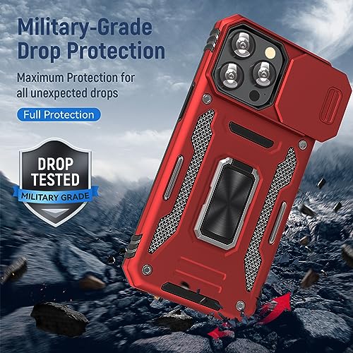 Red Phone Case for iPhone 15 Pro Case with Slide Camera Cover (★ iPhone 15 Pro 【6.1 inches】 / Red)