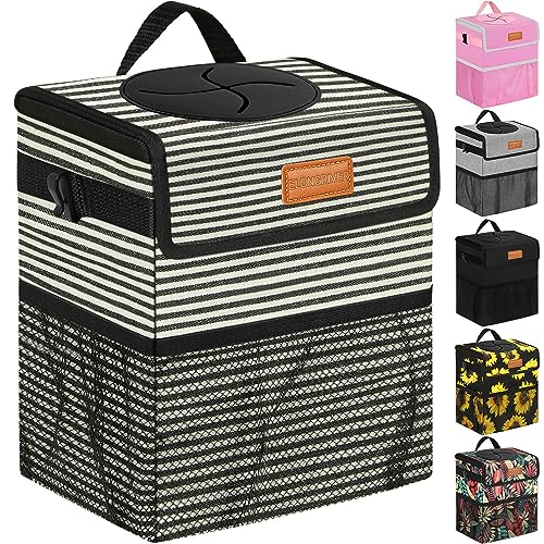 Leak Proof Car Trash Can with Lid Large Stripe (Stripe / 3 Gallons)