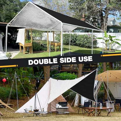 Heavy Duty Tarp 14 Mil Tarp Waterproof Silver 20x30 FT (Silver/Black-14mil / 20'x30')