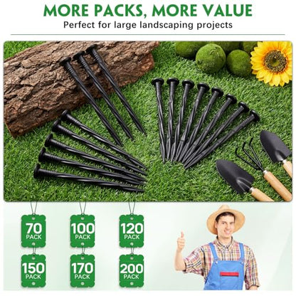 100PCS 8 Inch Plastic Landscape Edging Stakes (100 pack / black)