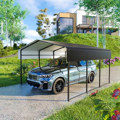 Metal Carport 10 * 15 FT Heavy Duty Carport Canopy with Galvanized Steel Roof Multi (10*15FT)