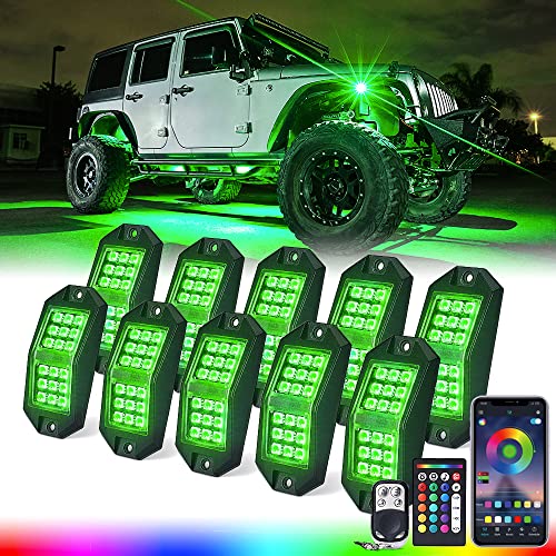 18 LED Rock Lights 10 Pods Wide Angle Bluetooth Wheel Well Lights (10 Pods / Wide Housing)