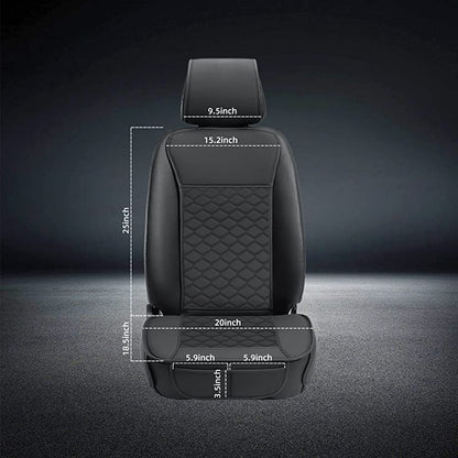 Leather Car Seat Covers Front 2PC Waterproof Universal Fit Black (Black)