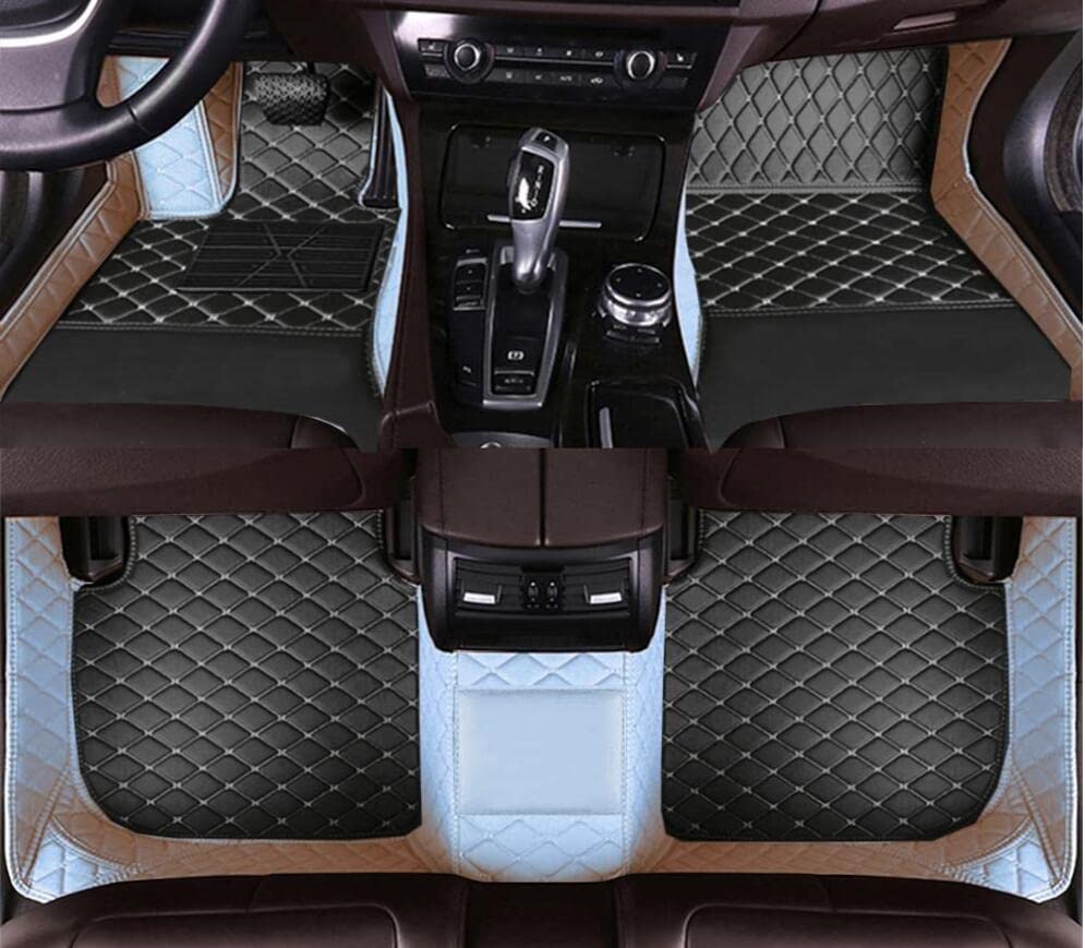 Custom All Weather Protection Leather Car Floor Mats for Cars Sedan SUV Sports Car Waterproof Floor Mat (Black White)