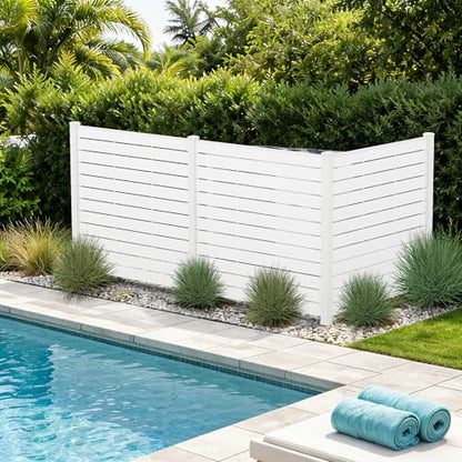 50" W x 48" H Outdoor Privacy Screen with Aluminum Posts (White/3Panels)
