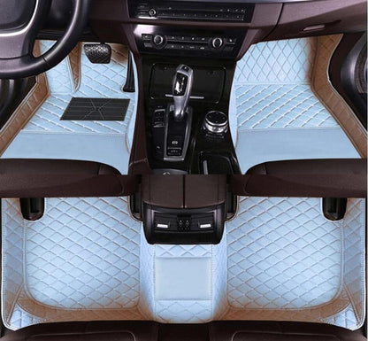 Custom All Weather Protection Leather Car Floor Mats for Cars Sedan SUV Sports Car Waterproof Floor Mat (White)