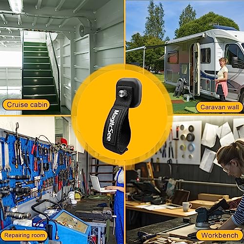 2 Pack Heavy Duty Magnetic Hook Straps for Extension Cords (Black-8:2 Pcs)